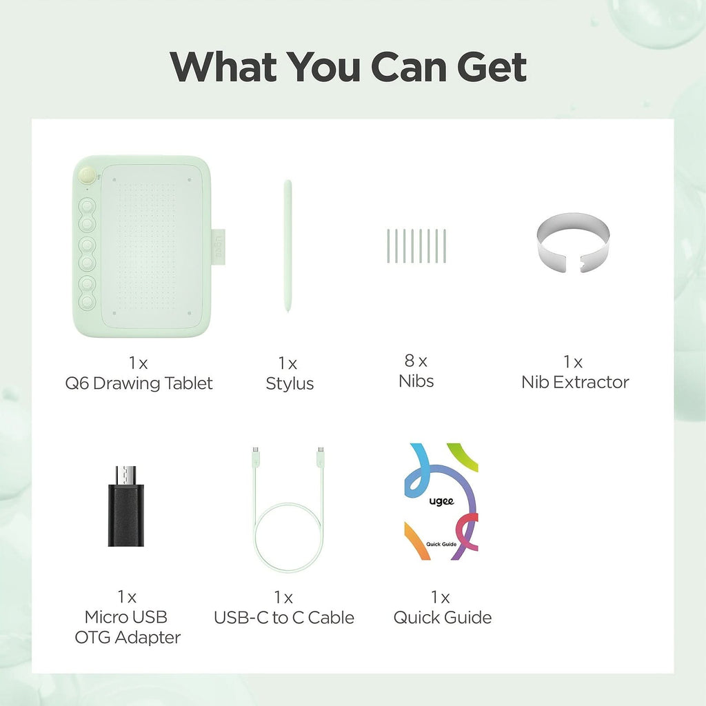 UGEE Q6 Portable Drawing Tablet - Green