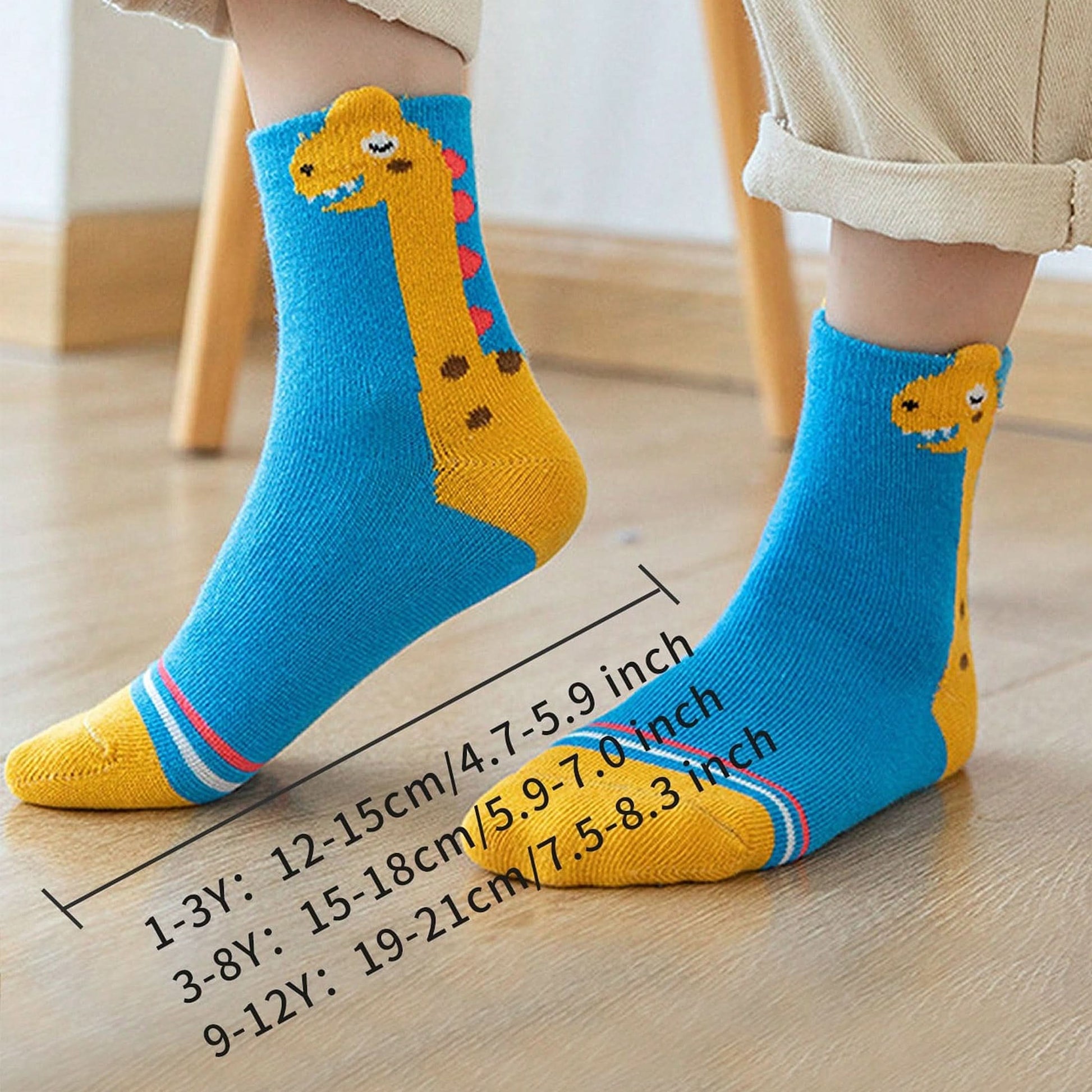 5 Pairs Boys' Cartoon Dino Crew Socks – Comfy