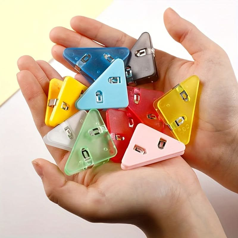 10-Pack Colorful Triangle File Clips for Organization