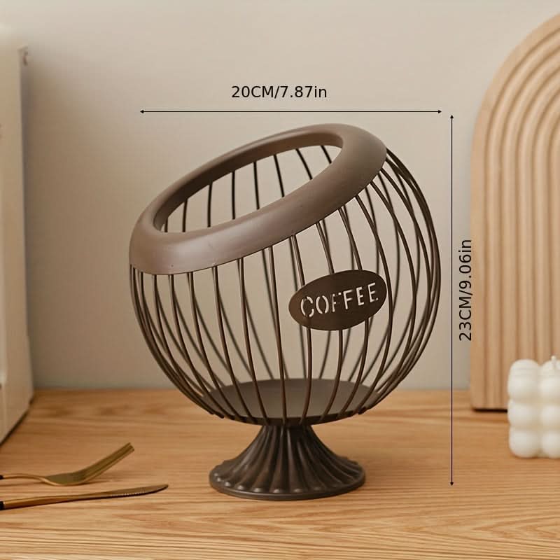 Sleek Metal Coffee Pod Holder – Stylish Iron Storage Basket for Snacks