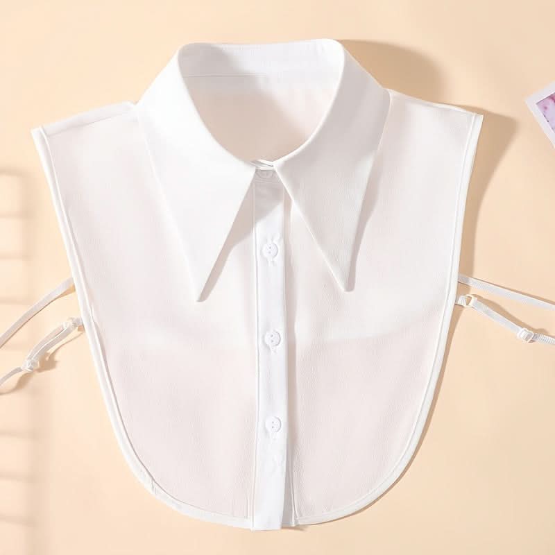 White Chiffon Detachable Faux Half Collar