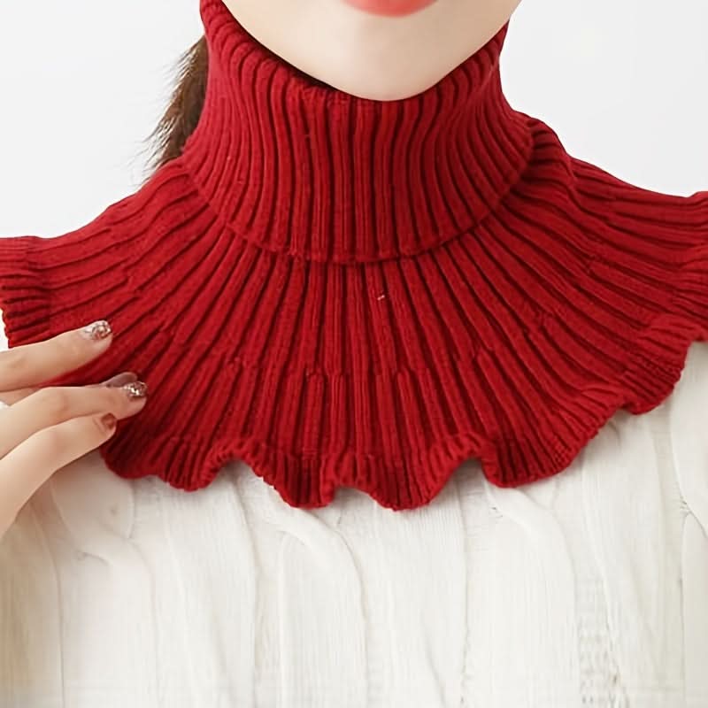Winter Women's Coldproof Knitted Neck Scarf – Red Fake Collar