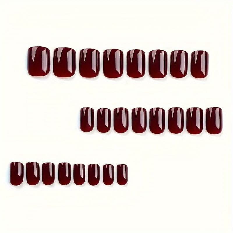Short Square Press-On Nails – Glossy Full Cover with Tip Primer