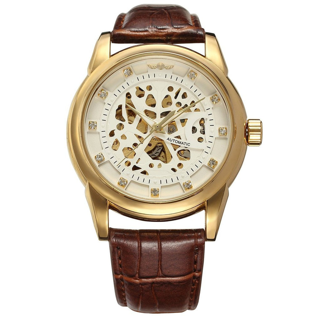 Winner Automatic Mechanical Watch for Men – Luxury Dial Leather Strap Timepiece