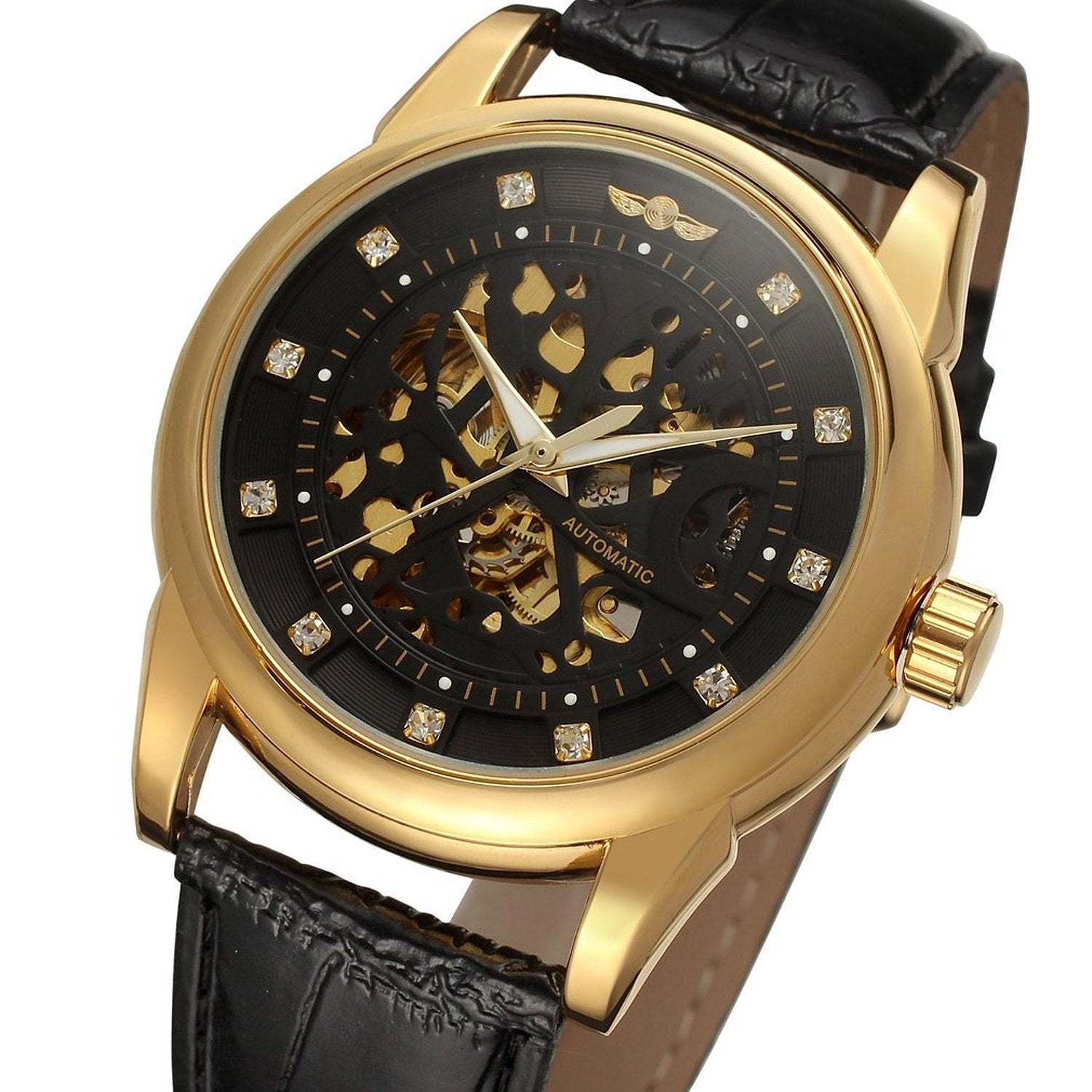 Winner Automatic Mechanical Watch for Men – Luxury Dial Leather Strap Timepiece