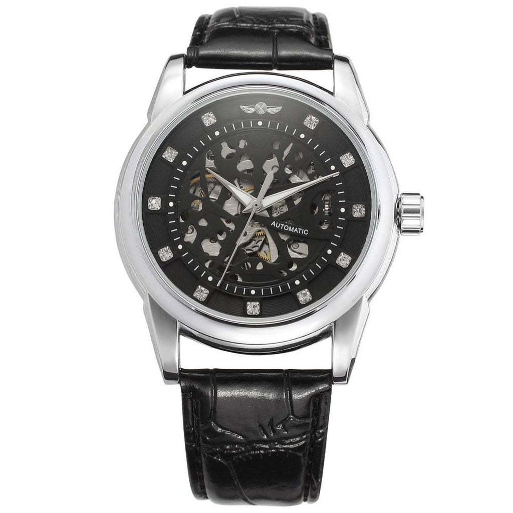 Winner Automatic Mechanical Watch for Men – Luxury Dial Leather Strap Timepiece