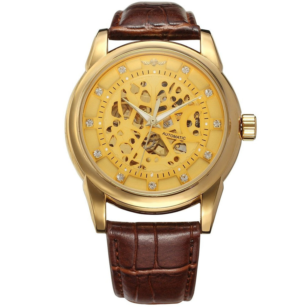 Winner Automatic Mechanical Watch for Men – Luxury Dial Leather Strap Timepiece