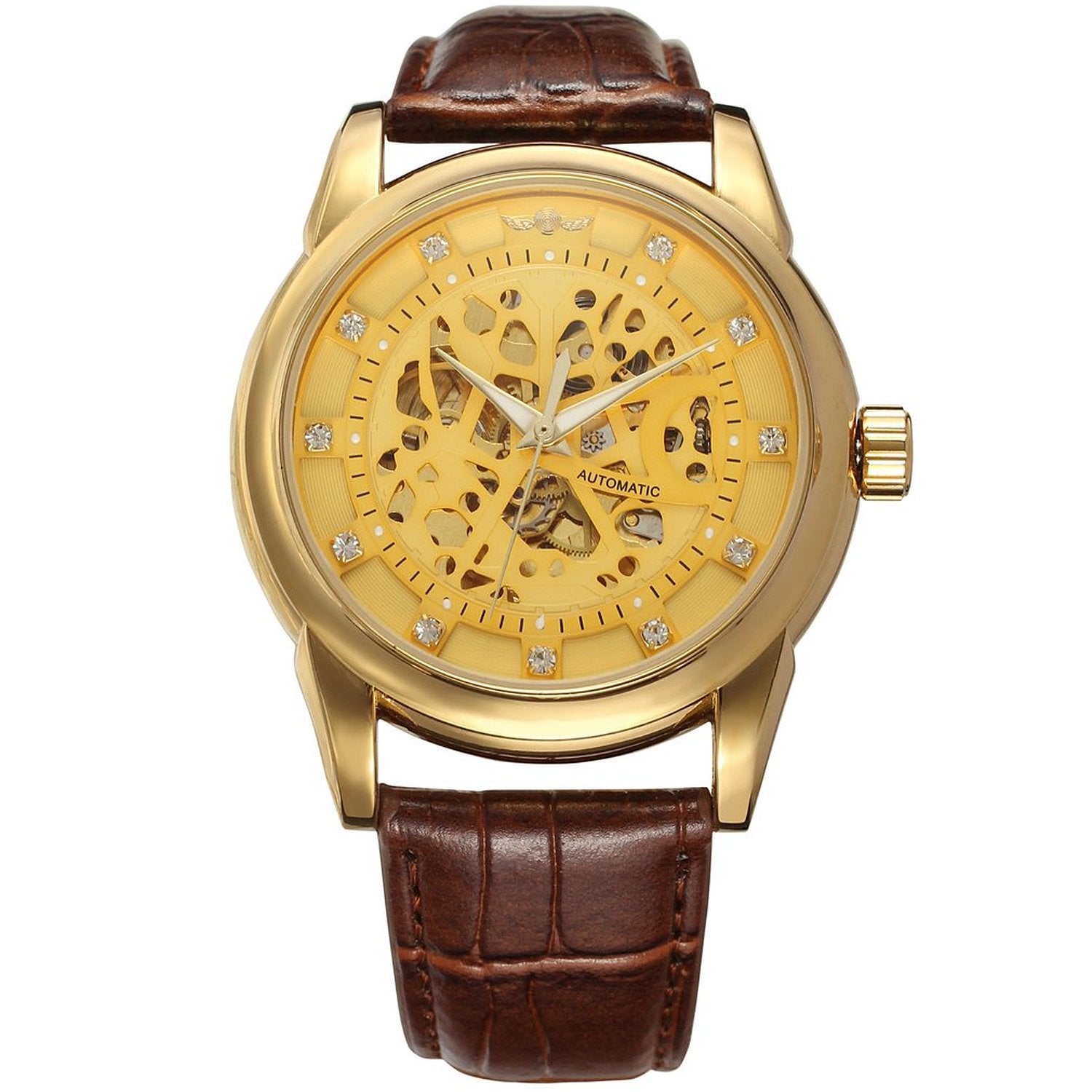Winner Automatic Mechanical Watch for Men – Luxury Dial Leather Strap Timepiece