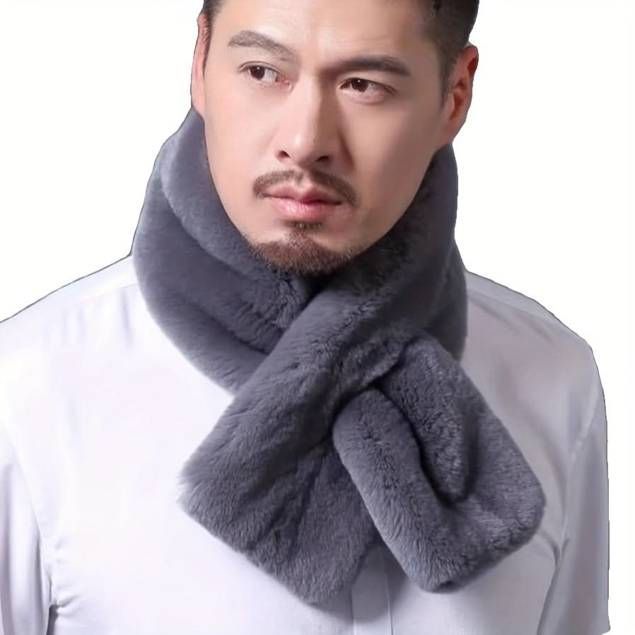 Men's Plush Faux Fur Scarf - Warm & Soft