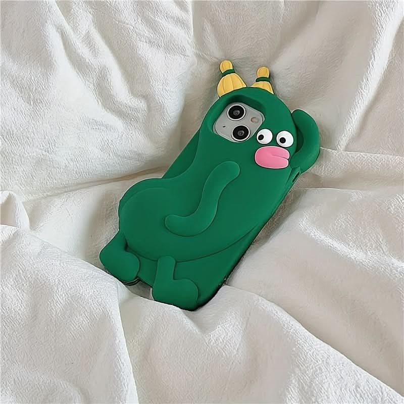 Cartoon Cucumber Silicone Case for iPhone