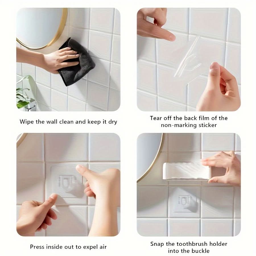 5-Slot Wall-Mounted Toothbrush Holder with Cover