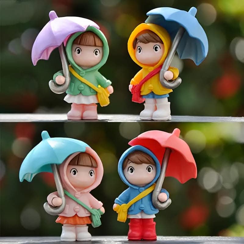 4-Piece Cute Umbrella Girl Car Center Console Decor Set