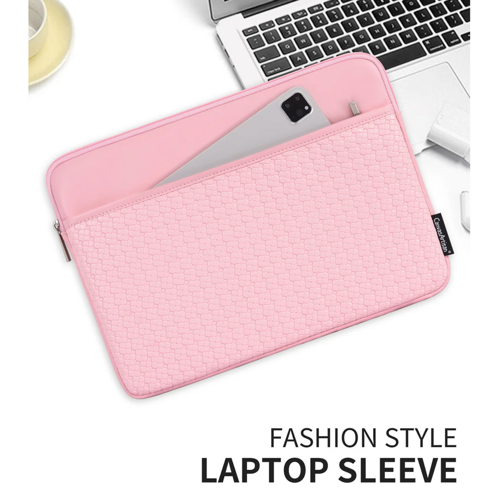 Woven Textured Laptop Sleeve – Shock-Resistant PU Case (11"-15" Inches)