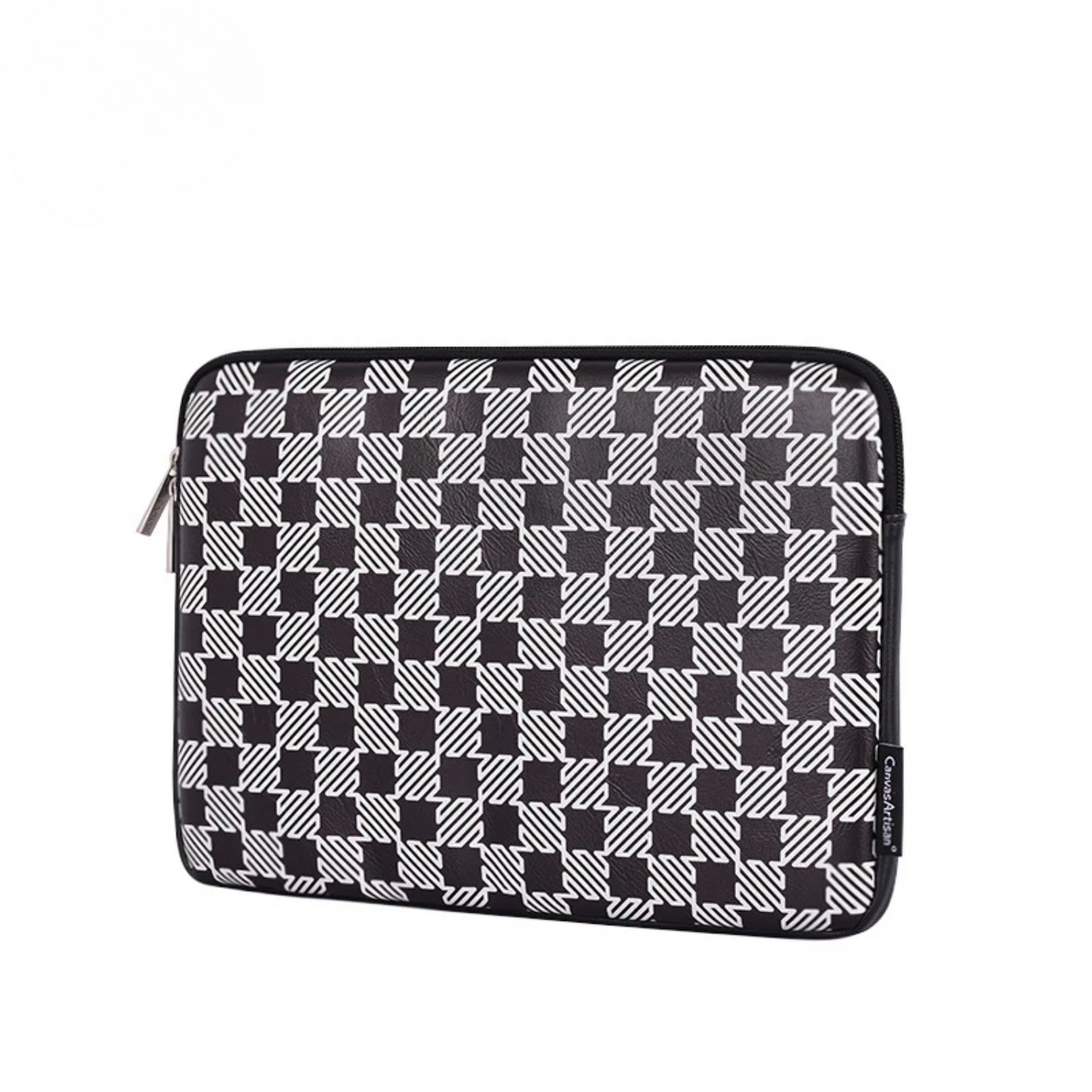 PU Leather MacBook Sleeve – Shock-Resistant Houndstooth Case for 13"–16.2" Laptops