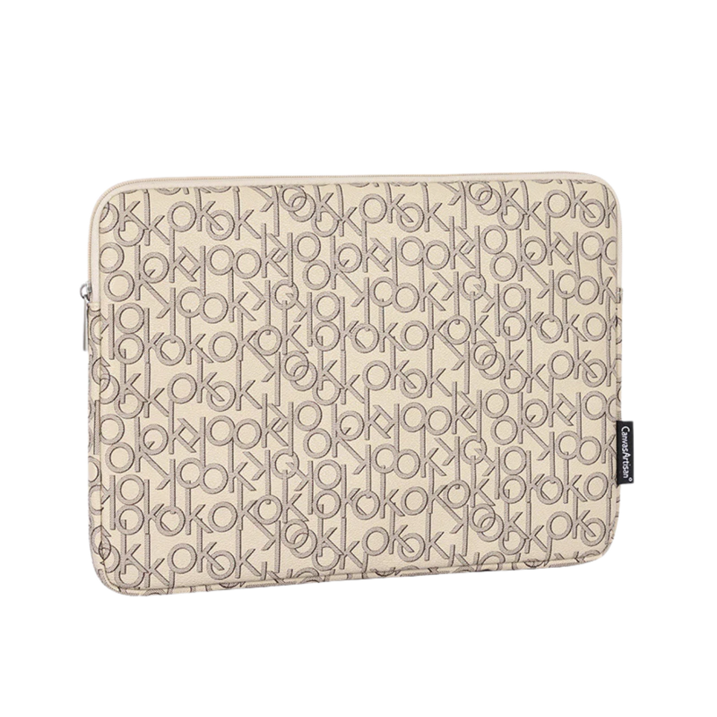 Monogram PU Laptop Sleeve – Waterproof, Shockproof Case for 11–15 inch Devices