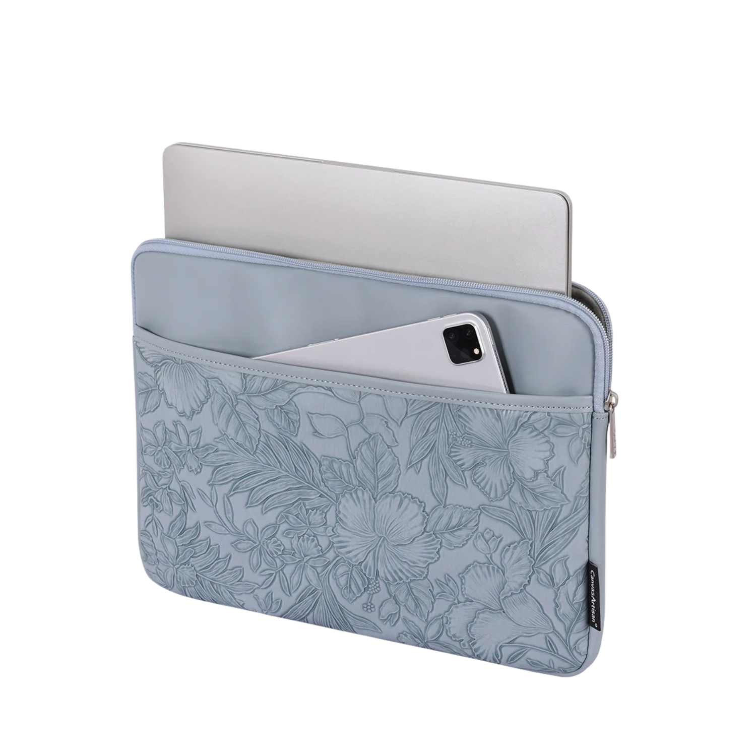 Laptop Sleeve with Front Pocket – Fits Dell, Huawei & More – Floral Embossed Design
