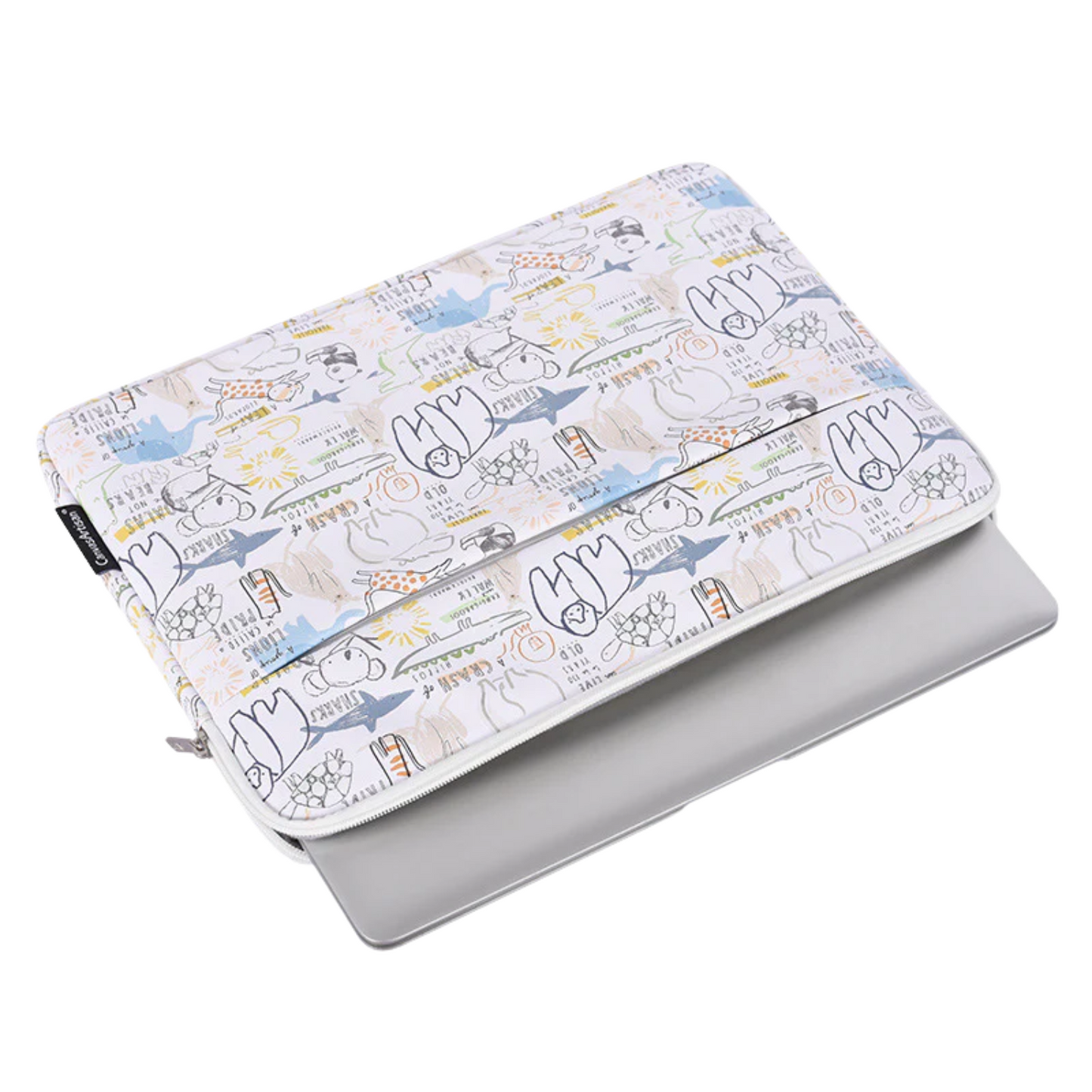 Waterproof Laptop Sleeve for 11–15 Inch – Shockproof PU Case with Safari Cartoon Print