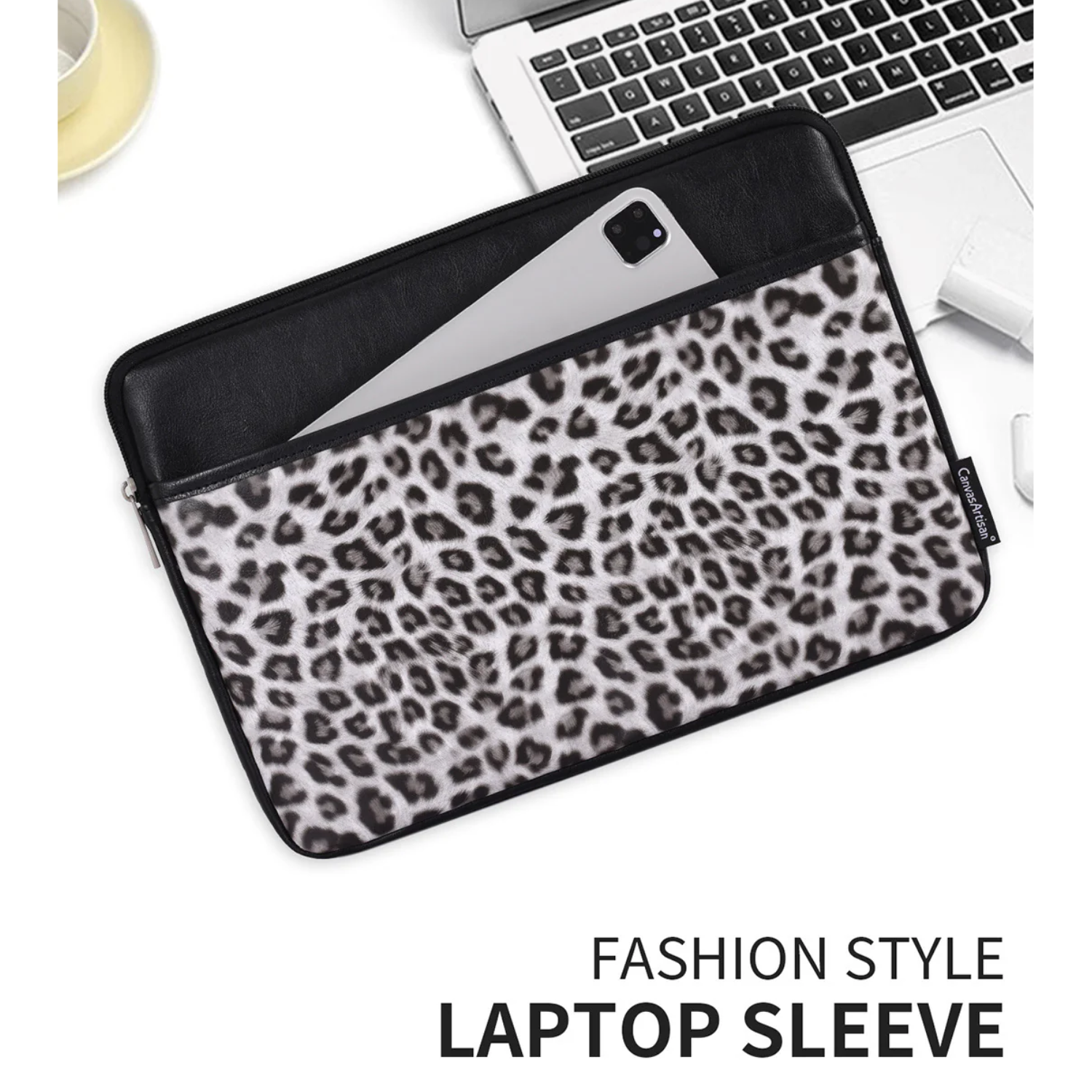 Leopard Print Laptop Sleeve – Shockproof PU Case for MacBook, Dell, Lenovo & More