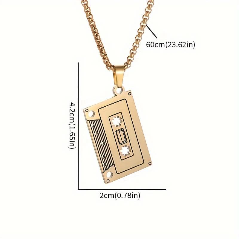 Retro Cassette Tape Pendant Necklace Set