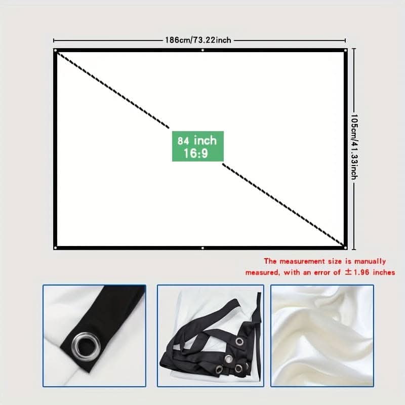84-Inch 4K Portable Projector Screen, 3D Ready