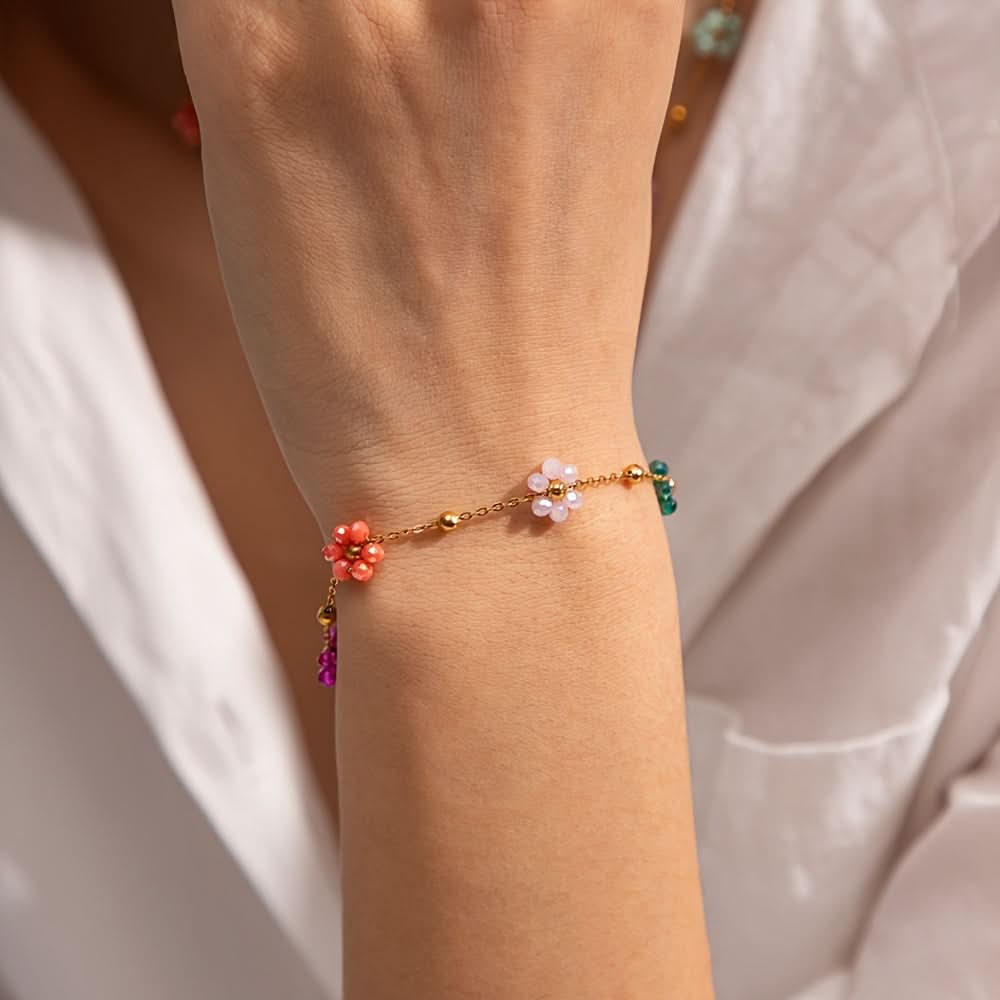 Boho Floral Chain Bracelet for Women