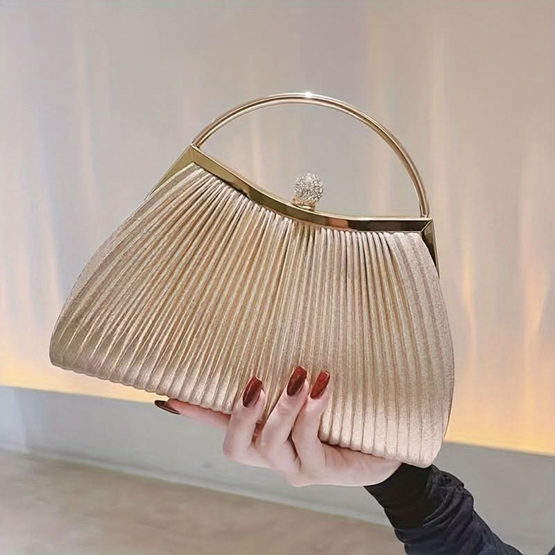 Vintage Striped Faux Leather Clutch – Glitter, Removable Strap