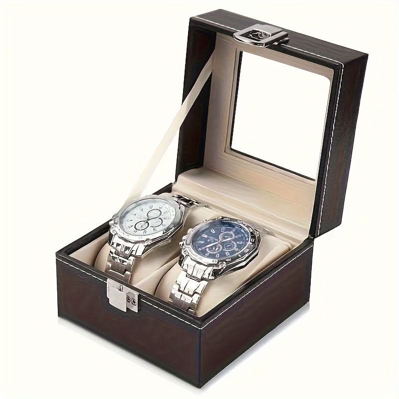 Luxury Faux Leather Watch Case Organizer with Lock