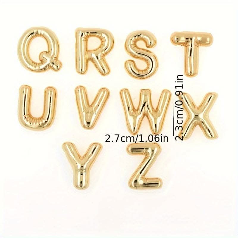 Chunky Golden Alphabet Balloon Pendant Necklace – Stainless Steel