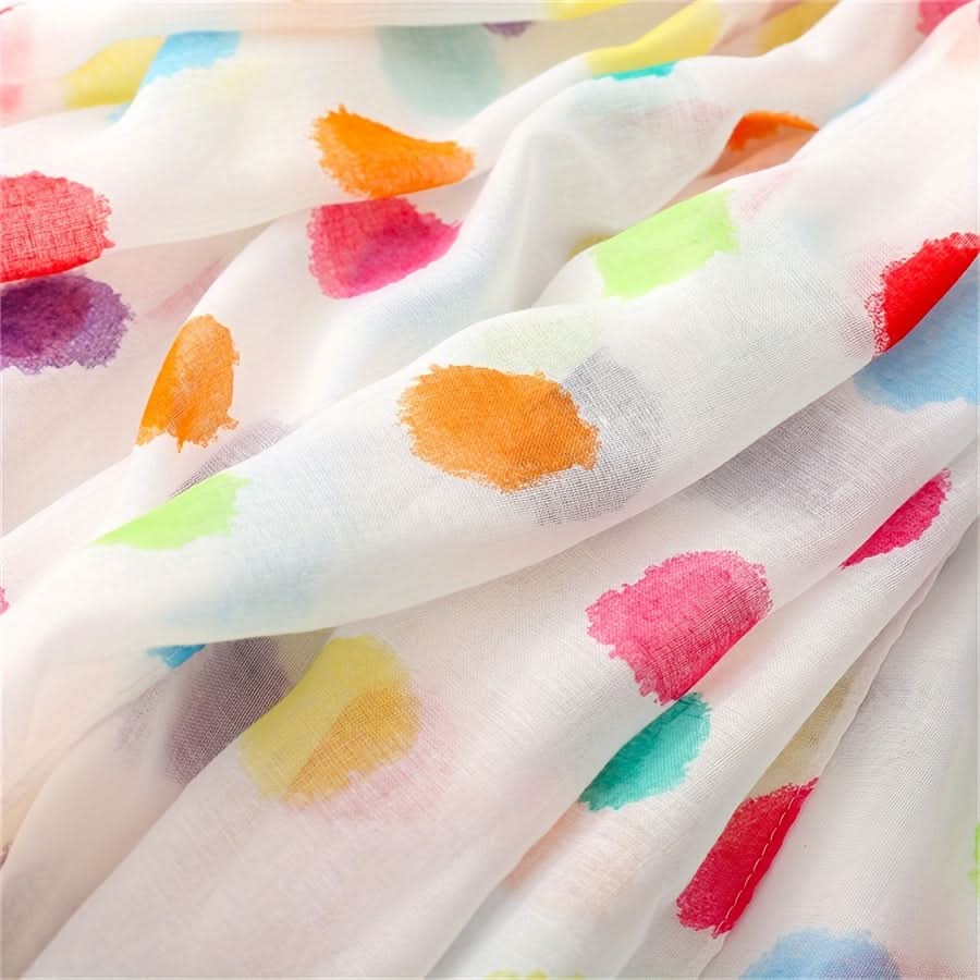 Colorful Polka Dot Women’s Scarf with Tassels