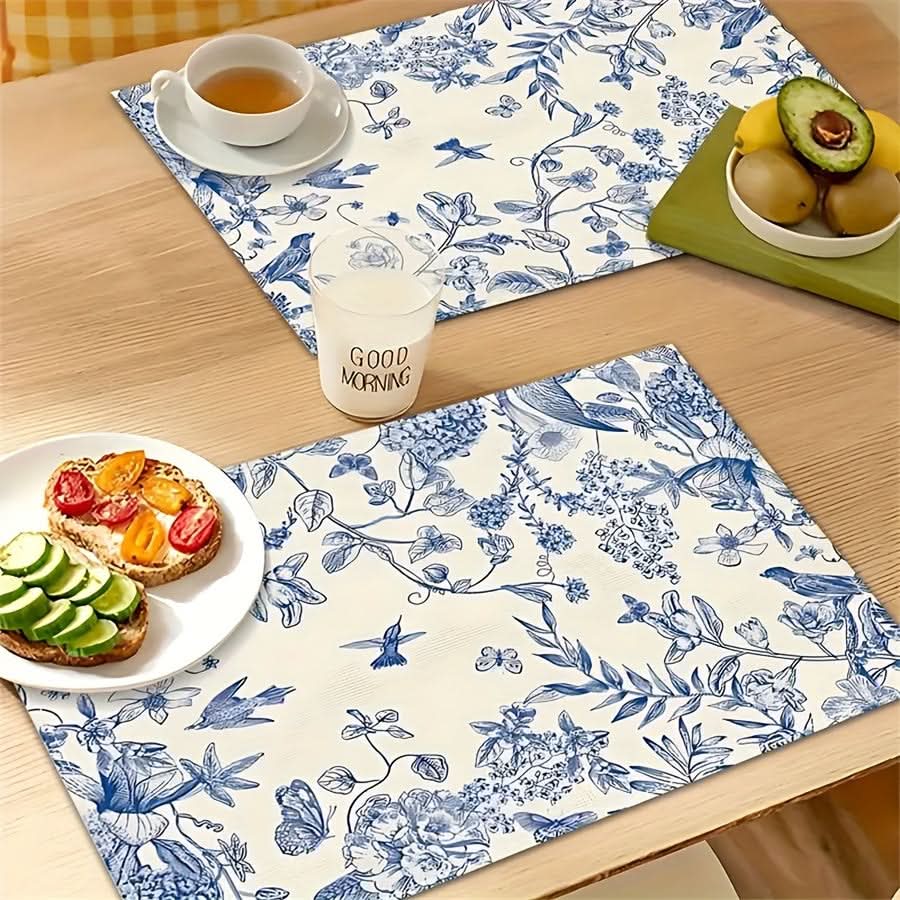 Vintage Hydrangea Placemats Set for Dining