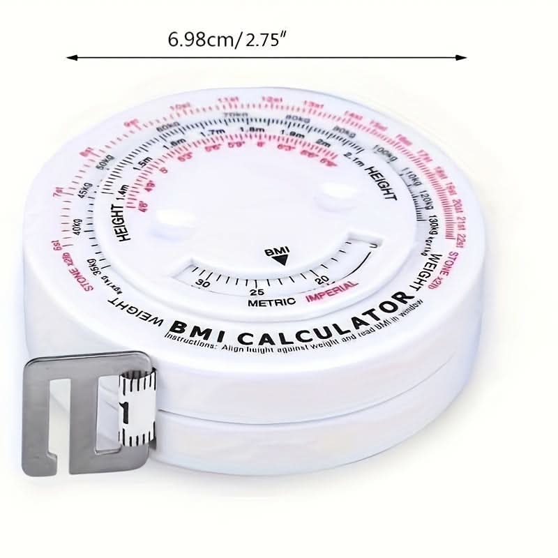 BMI Calculator Tape Measure – 1.5m Retractable Body Measuring Tape