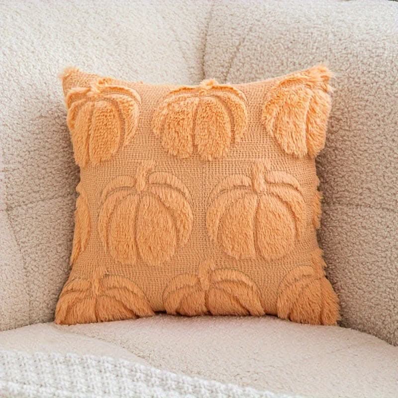 Chic Pumpkin Geometric Wool Cushion Cover