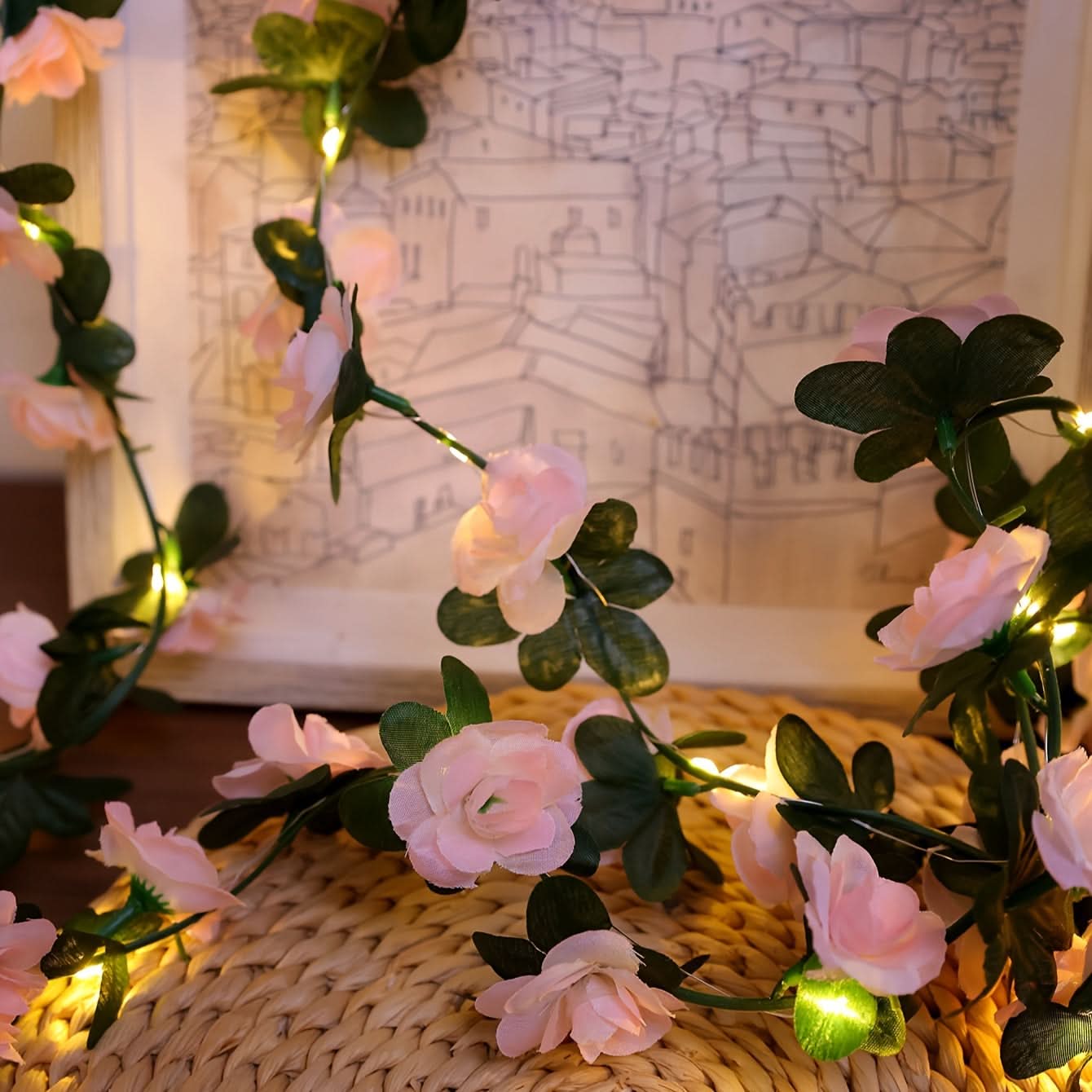 Romantic Rose String Lights – Battery-Powered, Multi-Color LED Flowers