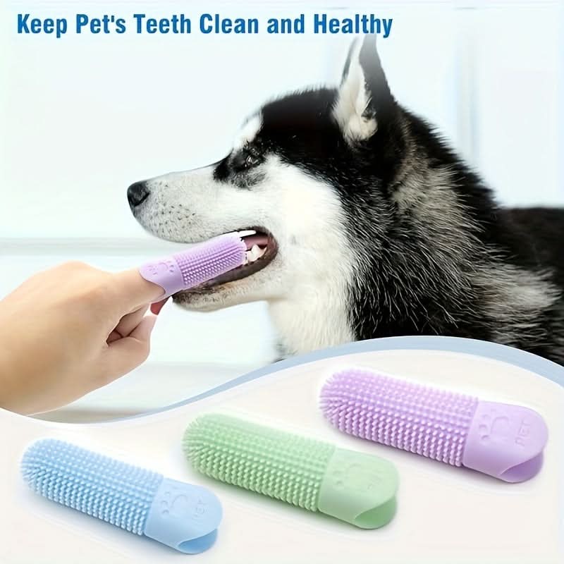 360° Silicone Pet Finger Toothbrush for Dogs & Cats