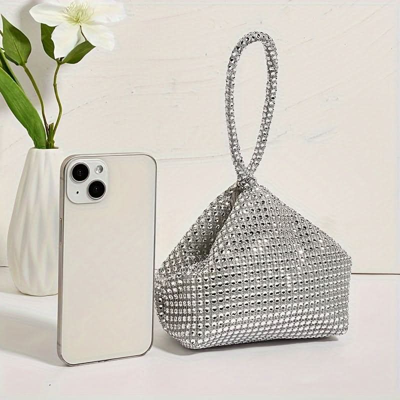 Mini Black Glitter Rhinestone Clutch Purse