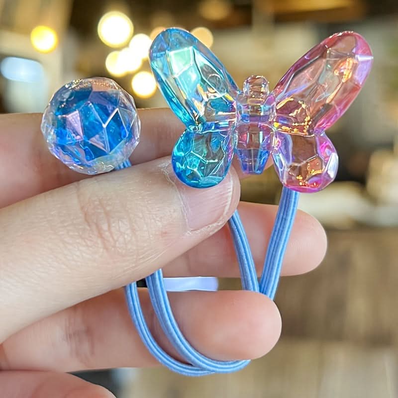 5PCS Butterfly Beaded Hair Ties for Girls