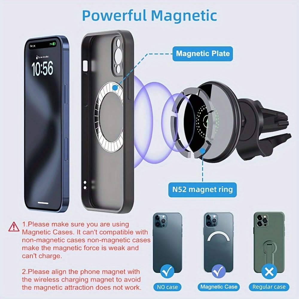 Universal Magnetic Wireless Phone Holder for Fast Charging