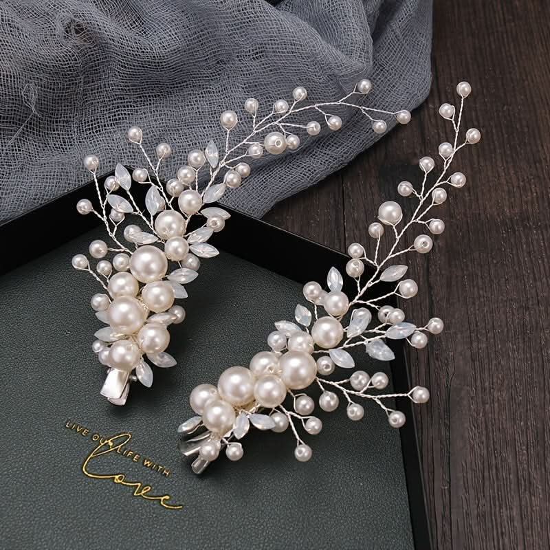 Rhinestone Faux Pearl Bridal Headband Tiara