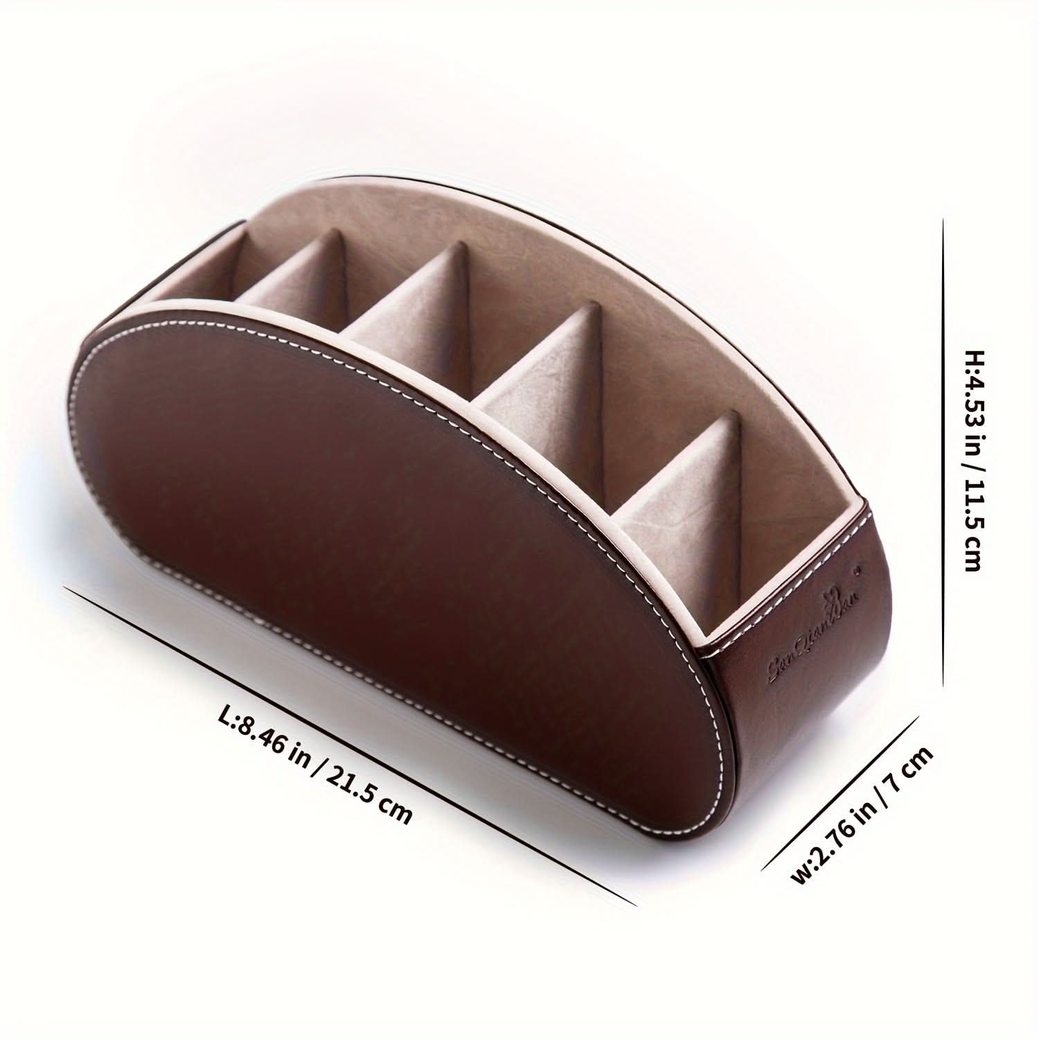 5-Compartment PU Leather Remote Organizer Box