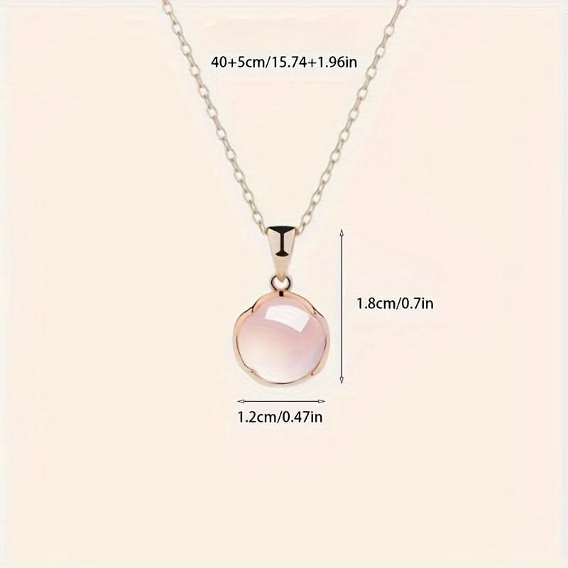 Pink Chalcedony Crystal Pendant Necklace