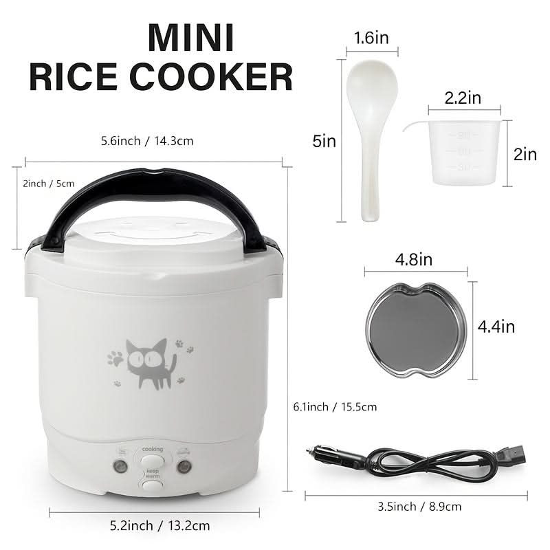 12V Car Mini Rice Cooker – Portable One-Touch Rice Cooker