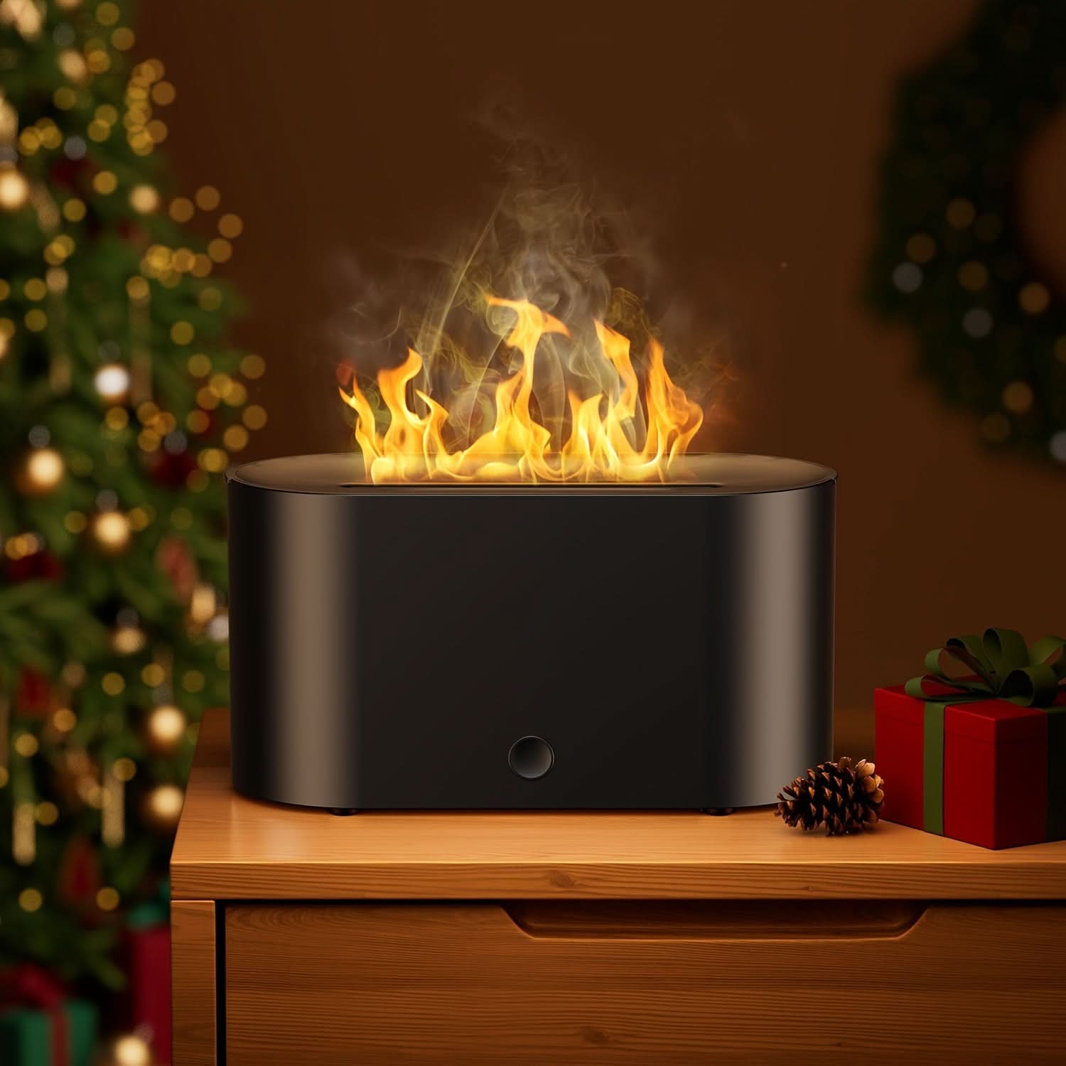 7-Color Flame Simulated Humidifier with Aromatherapy