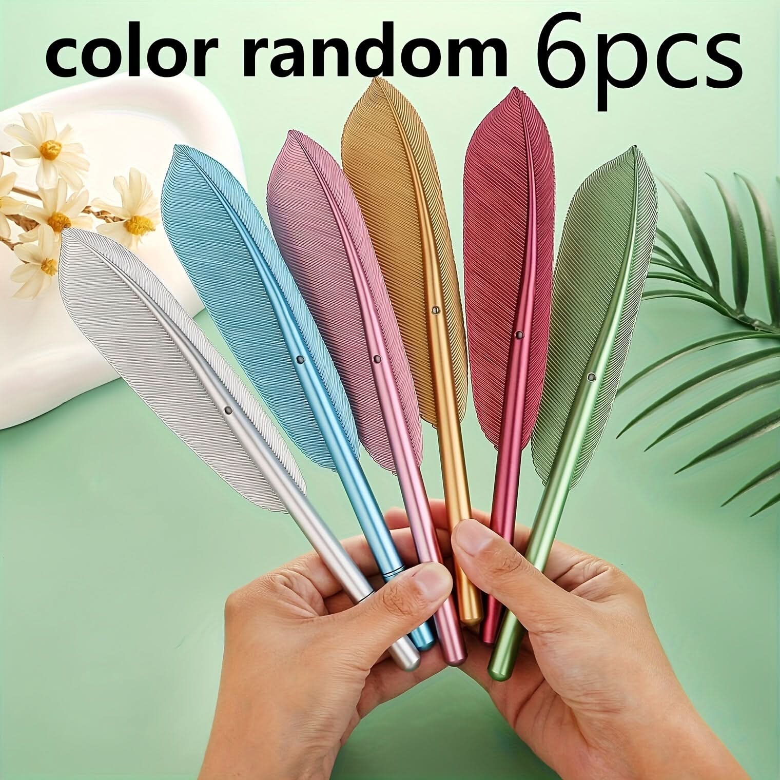 6-Pack Imitation Feather Gel Pens – Creative Writing Pens