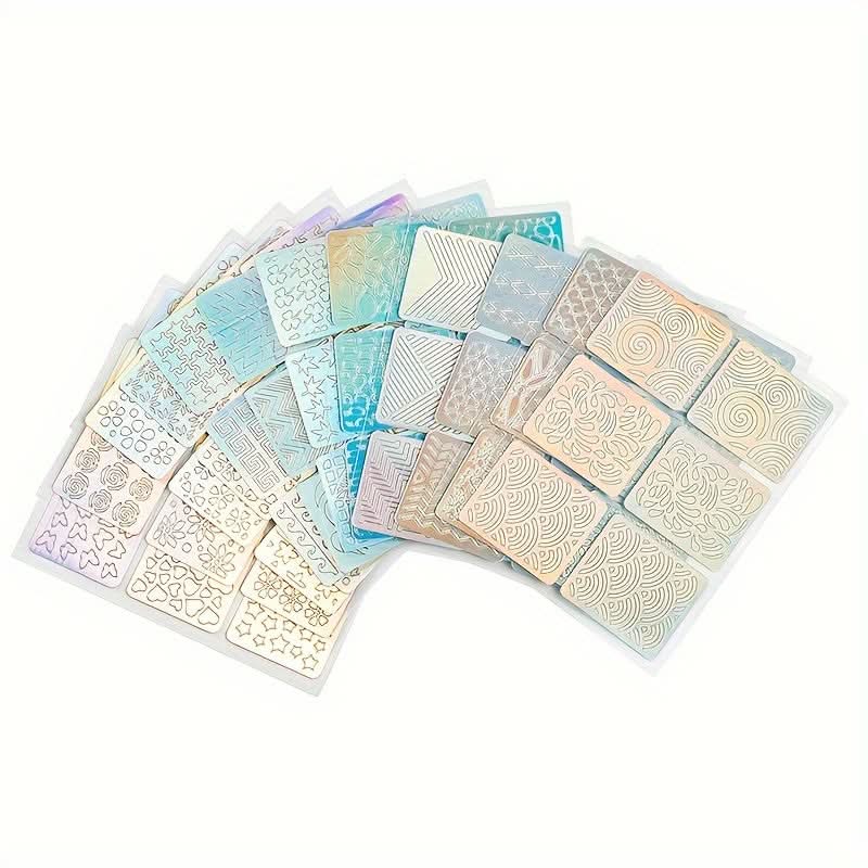 24-Piece Nail Art Vinyl Stencil Set - Glitter Plaid Design