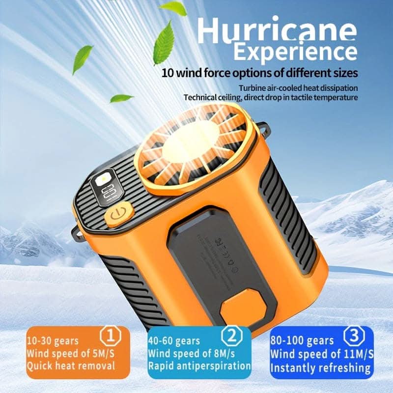 5000mAh Portable Waist Clip Fan – Rechargeable USB Fan with Flashlight
