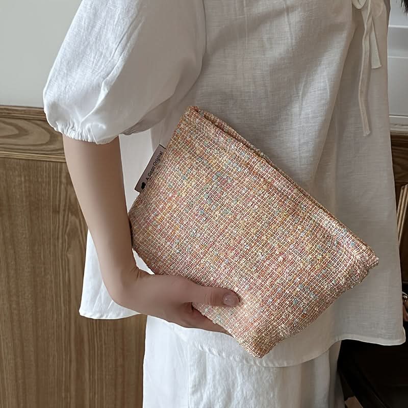 Chic Woven Fabric Makeup Bag