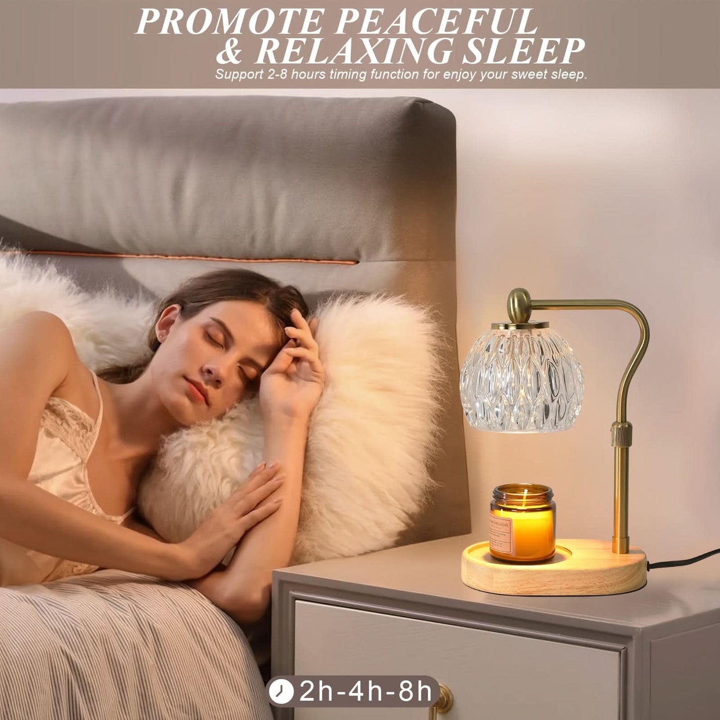 Adjustable Glass Candle Warmer Lamp with Timer