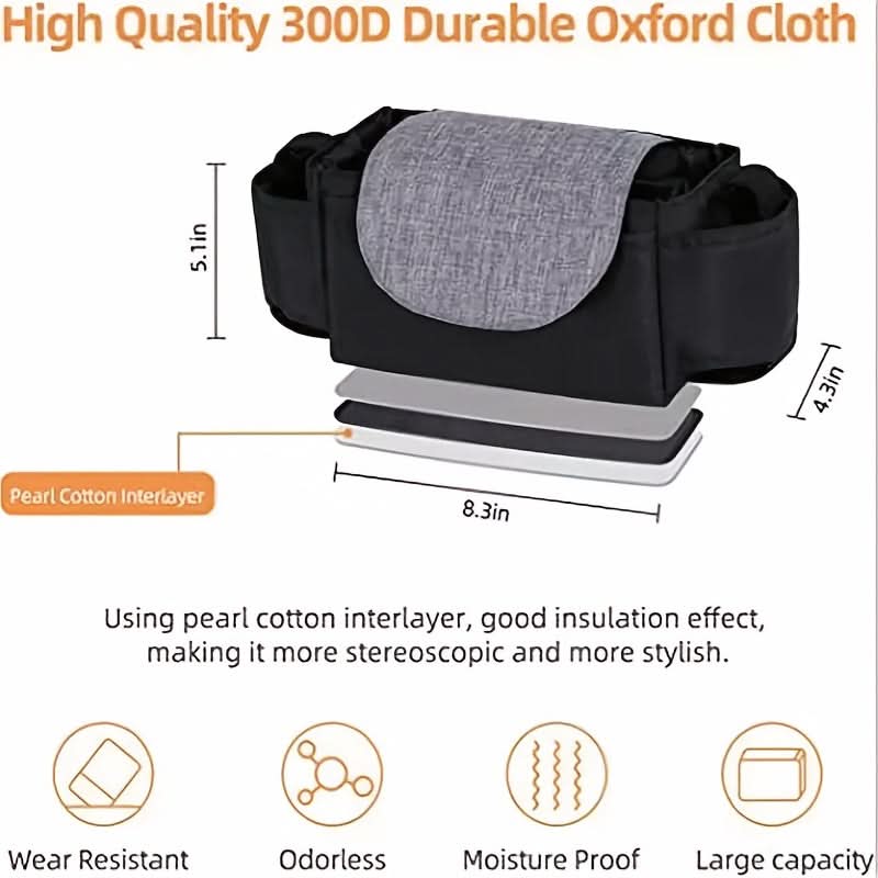 2pcs Universal Stroller Organizer Bags with Cup Holders