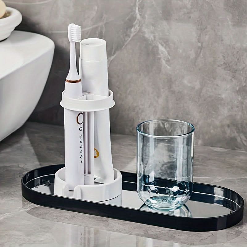 Sleek Toothbrush Holder & Mouthwash Cup Set for Couples