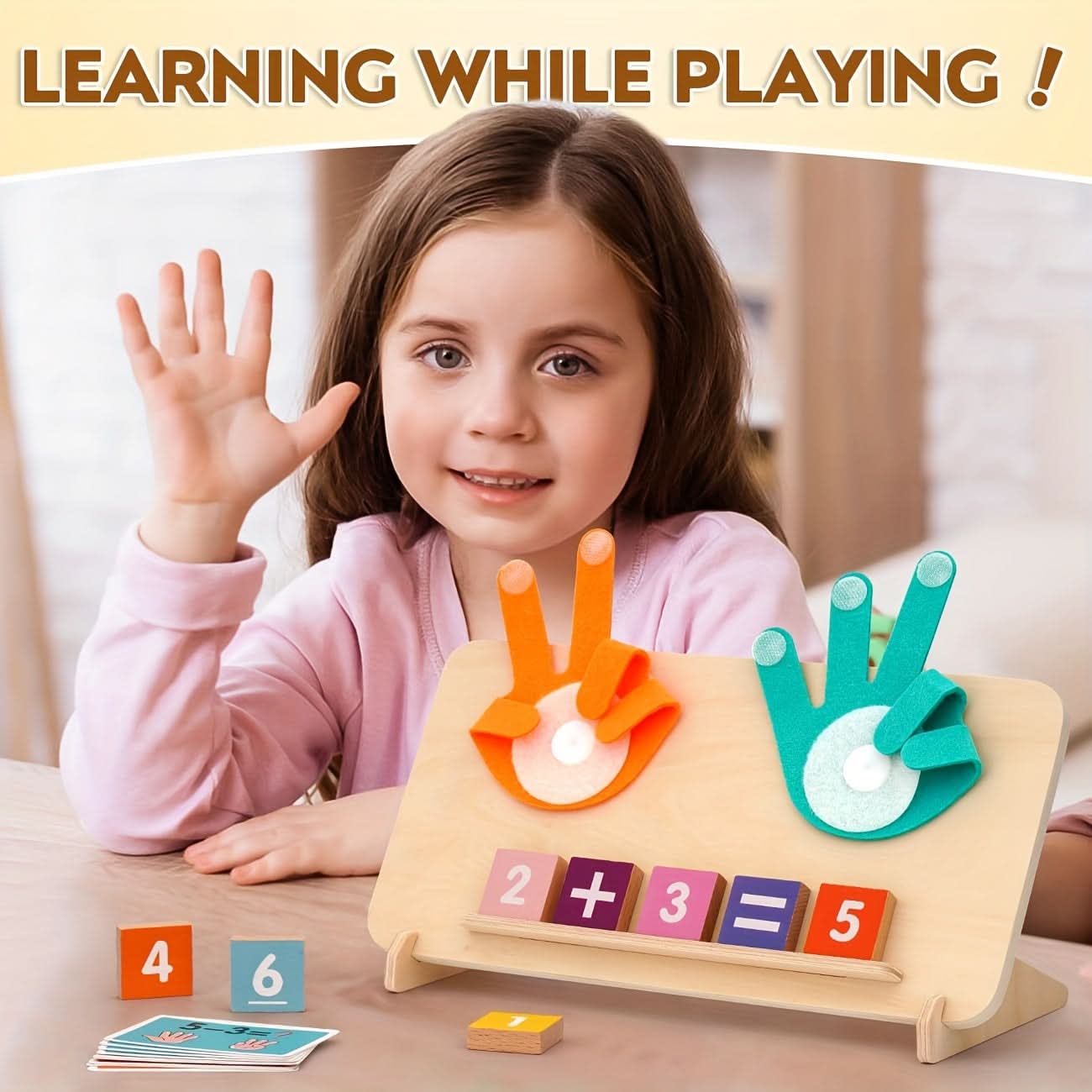 Wooden Math Board Counting Toy – Educational Number & Finger Counting Blocks for Kids